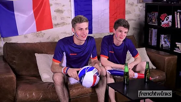 Nová Two twinks support the French Soccer team in their own way čerstvá trubica