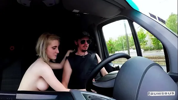 BUMS BUS - Petite blondie Lia Louise enjoys backseat fuck and facial in the van Tube baru yang baru