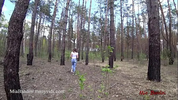 New Real Public outdoor sex for beautiful fit girl Mia Bandini in the forest, amateur couple, fitness model fuck, sexy ass, passionate sex fresh Tube