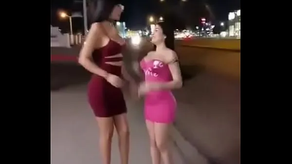 Two whores get naked in public Ống mới