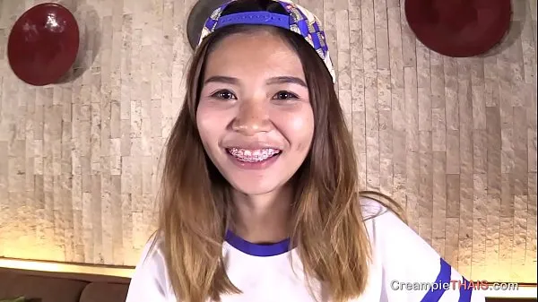 Ny Thai teen smile with braces gets creampied fresh tube