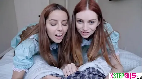 New Creepy teen stepsisters share his cock in a threesome fresh Tube