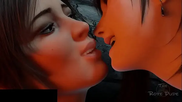 Nyt Lara croft and Tifa french kiss frisk rør