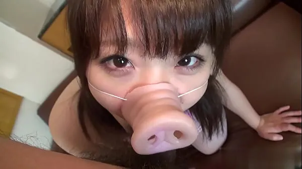 Sayaka who mischiefs a cute pig nose chubby shaved girl wearing a leotard أنبوب جديد جديد