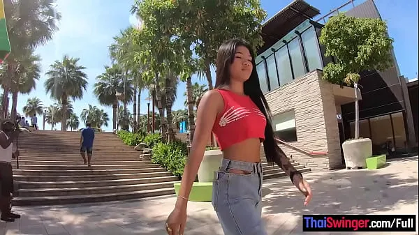 Amateur Thai teen with her 2 week boyfriend out and about before the sex أنبوب جديد جديد