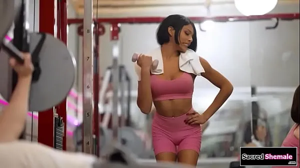 New Latina tgirl Lola Morena gets barebacked at a gym fresh Tube