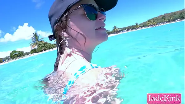 New Couple on vacation public fuck at the beach underwater creampie fresh Tube