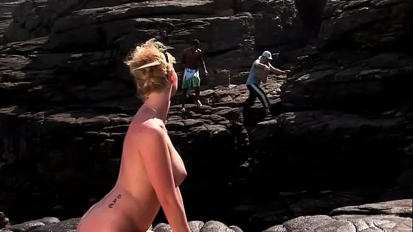Új A black male and a white male fuck a blonde girl on the cliff friss cső