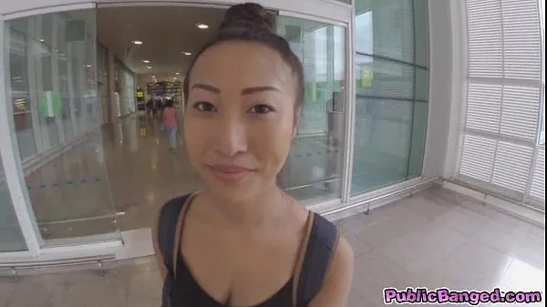 Νέος Big titted asian Sharon Lee fucked in public airport parking lot φρέσκος σωλήνας
